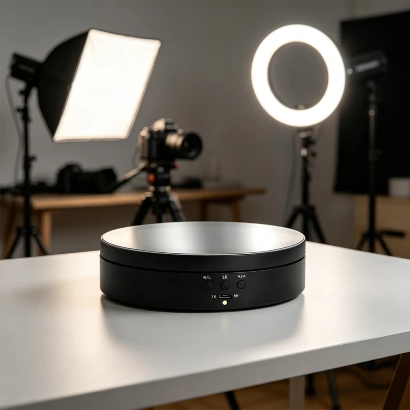 360 Degree Turntable Three Speeds Motorised Rotating Mirror Display Stand Jewellery Holder USB Power Supply Rotating Shooting