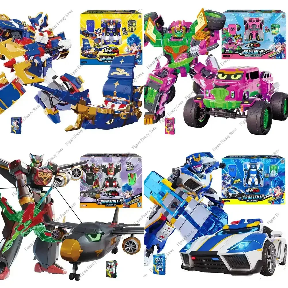 

Special Offer New Metal Cardbot Transforming Car to Robot Action Figures BLUE COP with Card Transformation Robot Toys for