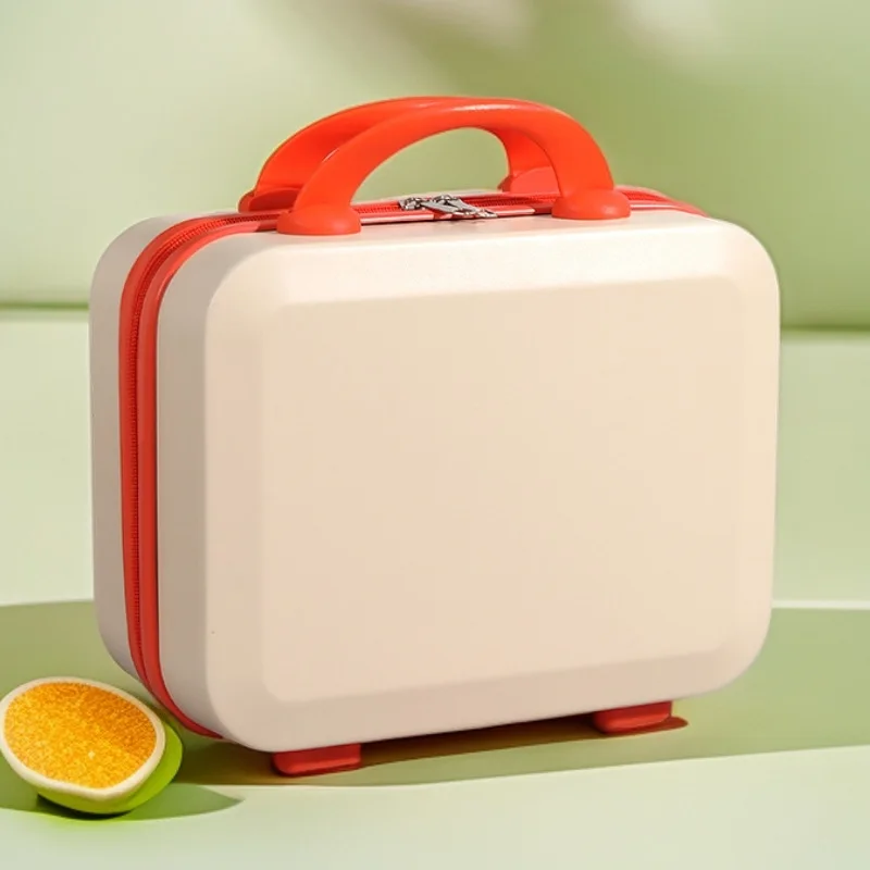 For 14 Inch Dopamine Color Mini Makeup Suitcase Portable Hand Password Cosmetic Storage Box Travel Carry‑on Organizer Case