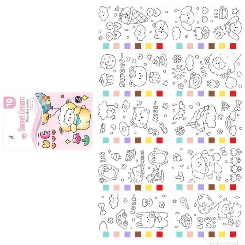 D5BB 여행 친화적 인 그리기 종이 책 어린이를위한 종이 책은 사전 페인트 수채화를 포함합니다.