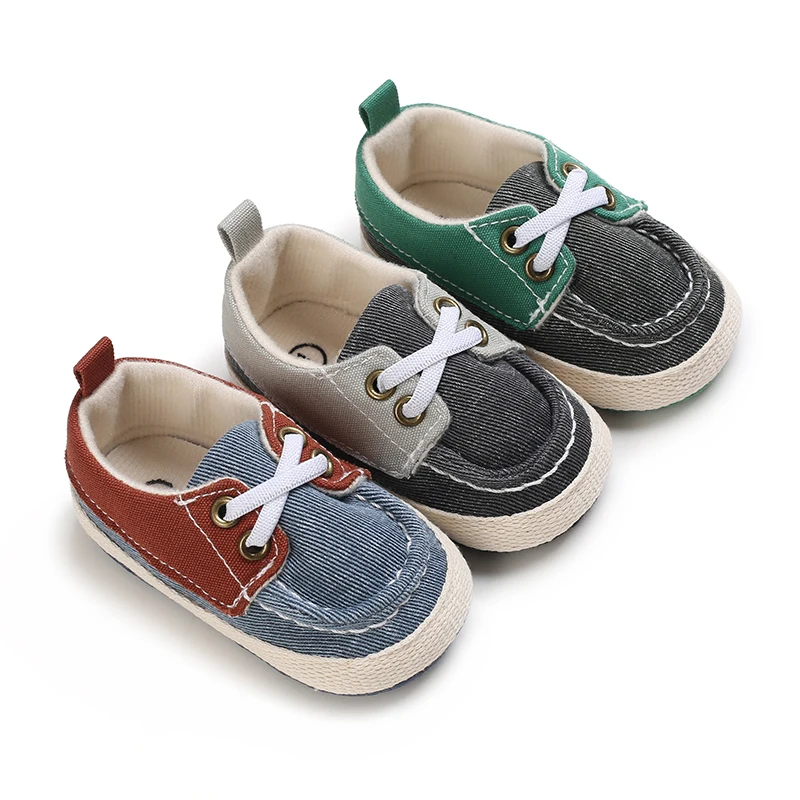 Spring And Autumn Baby Color Matching Casual Shoes 0-18 Months Cotton Flat Shoes Don't Fall Off Baby Walking Shoes