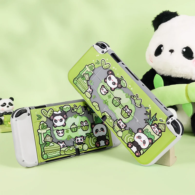 

Protector Case for Nintendo Switch OLED Cute Panda Switch Case Hard PC Cover Dorable JoyCon Controller Games Housing Accessories