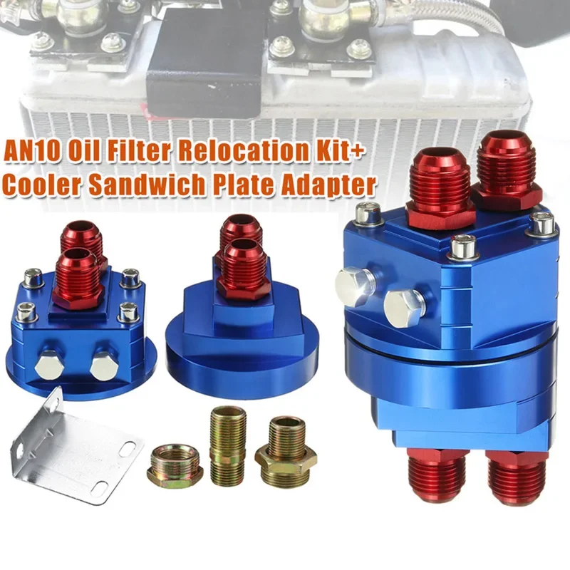 M20 x 1.5 Thread Car Universal Thread Filter Cooler Adapter AN10 Oil Filter Relocation Male Sandwich Fitting Adapter Kit