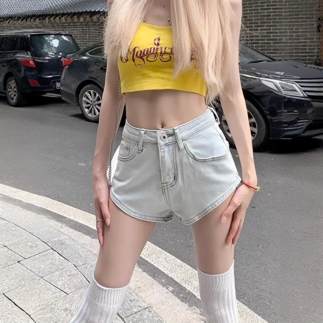 2025 New Denim Shorts Women Y2k Spice Girl Hot Pants Elastic High Waist Jean Shorts