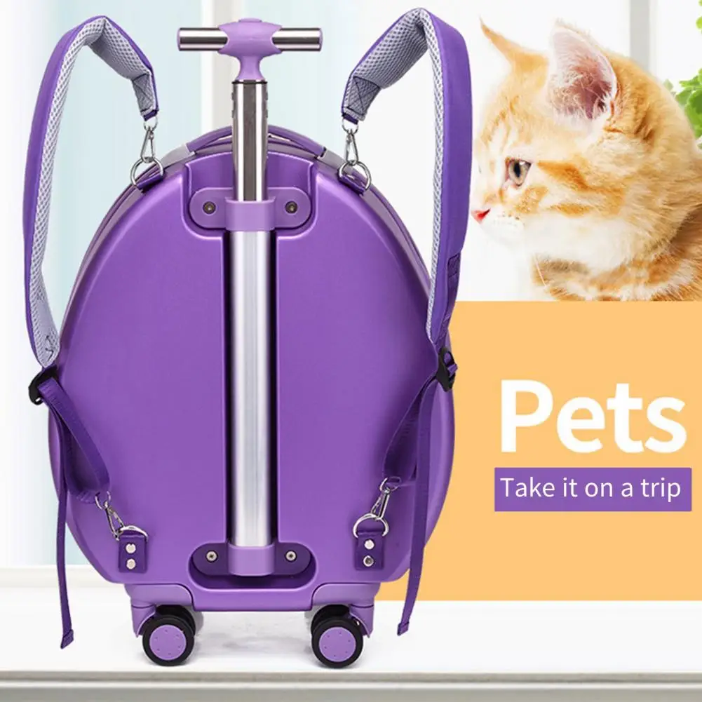 Cat Carrier Backpacks With Wheels Transparent Pet Trolley Case With Breathing Holes Pet Travel Carrier For Kitty Small Dog