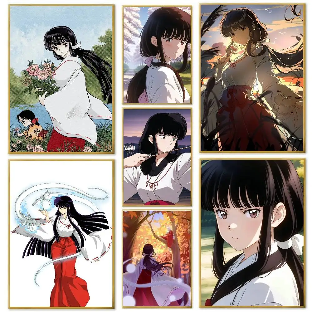 Anime I-Inuyasha K-Kikyo Poster Art Sticky Wall Waterproof Home Living Room Bedroom Bar Aesthetic Decoration