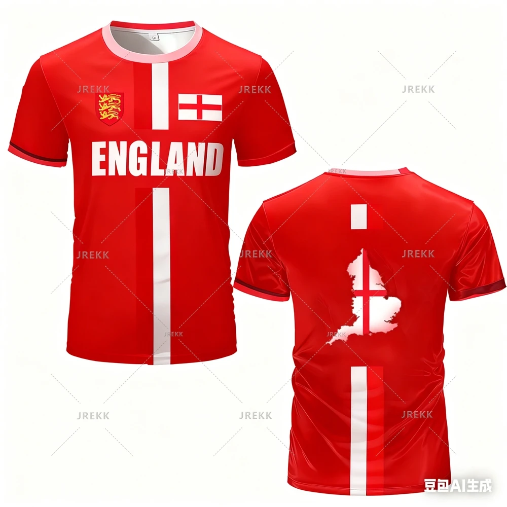 England Football Jersey Men's Sports T-shirts Maillot Football Oversized Quick Dry Tops Unisex Casual Tees Tops Y2k Mens Gifts