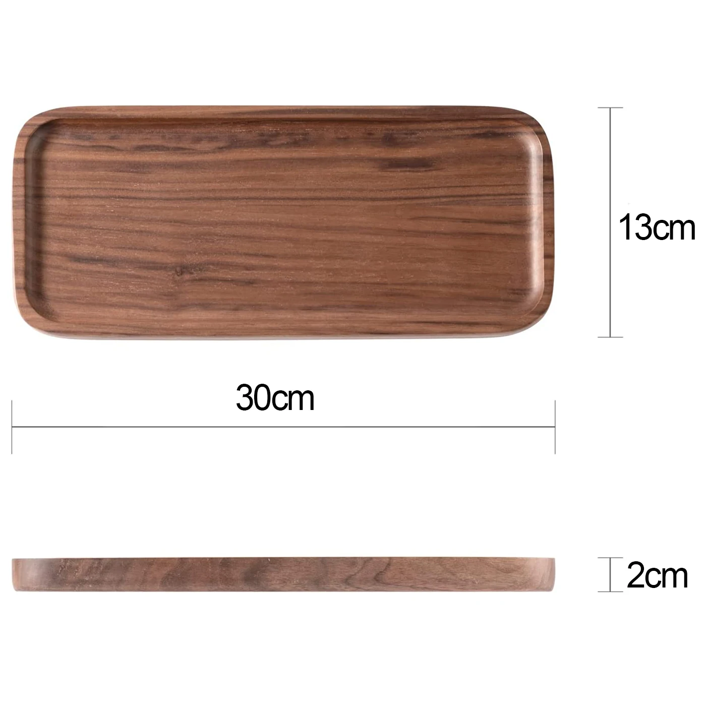 Walnut Natural Wood Rectangle Serving Tray, Small Wooden for Food BBQ Party Buffet Dessert Appetizer Fruits Cookie Platter