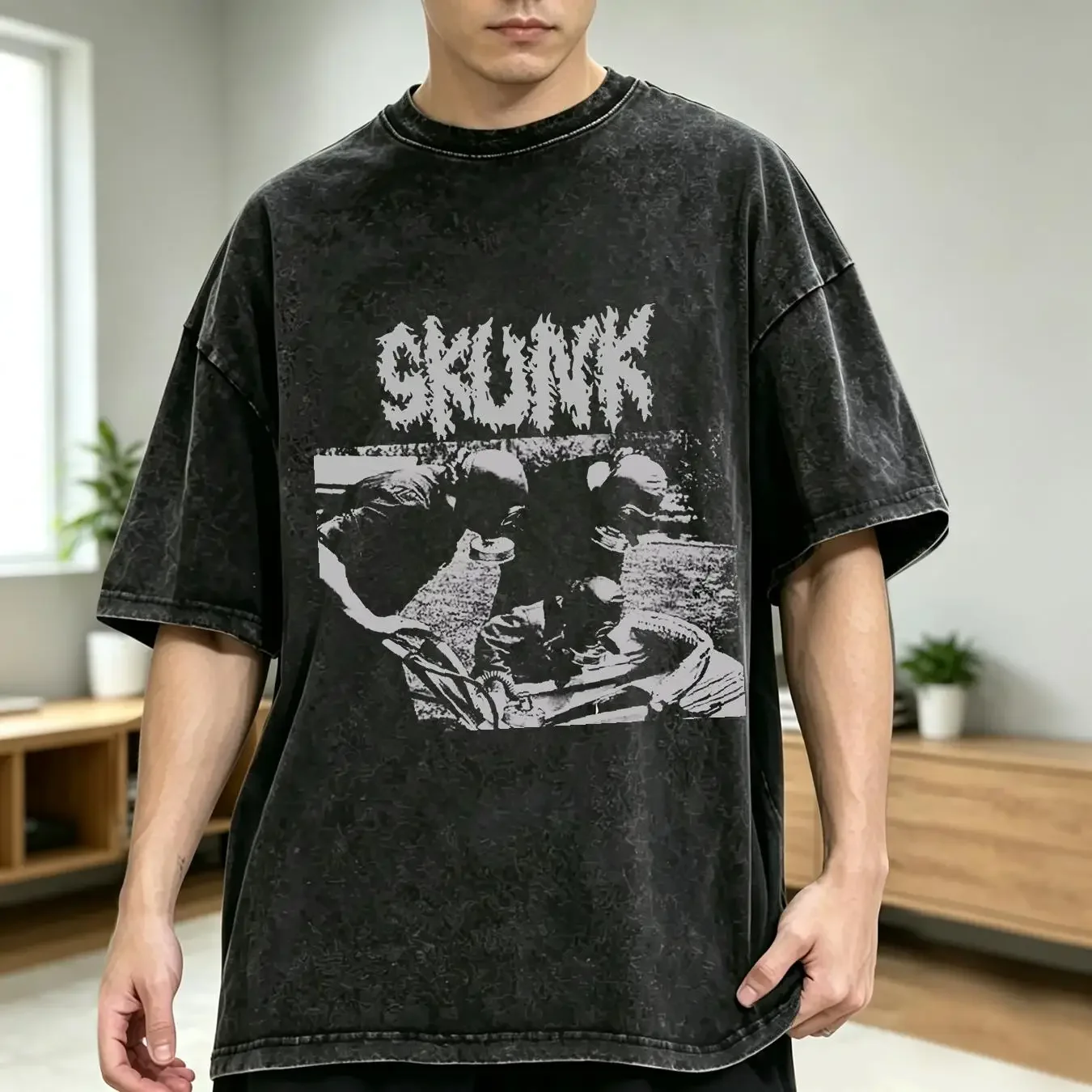 washed T Shirt Skunk Grindcore Crust Punk Vintage Dystopia Disrupt Agathocles Warsore vintage Washed Stylish Versatile Soft
