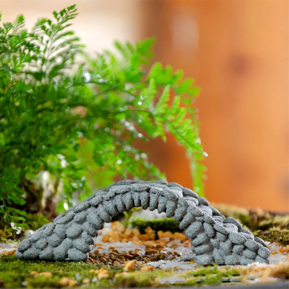 Aquarium Ornament Resin Arch Bridge Building Rockery Bonsai Artificial Miniature Bridge Model Ornament For Fish Tank Decor