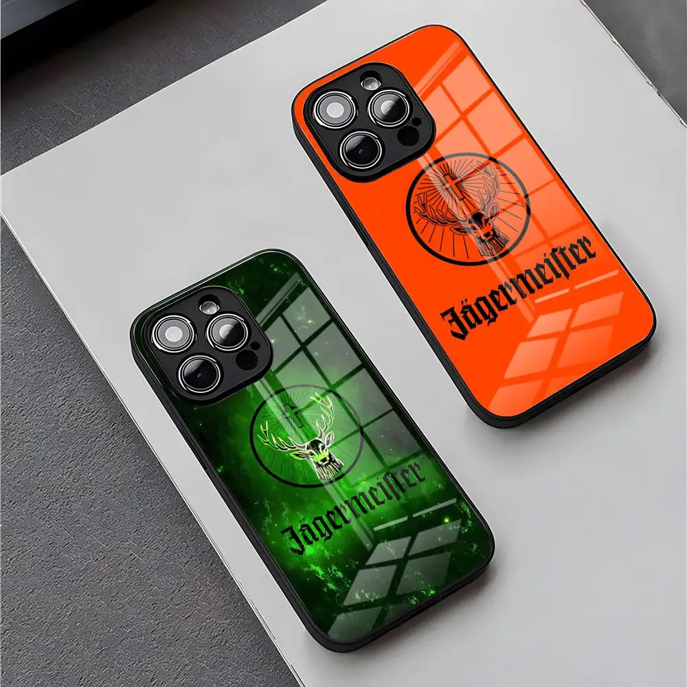 J-Jägermeister Logo Handyhülle für iPhone 17 15 Pro Max 13 12 16 Pro 11 14 Plus X XR XS 8 7 Plus SE Glasabdeckung