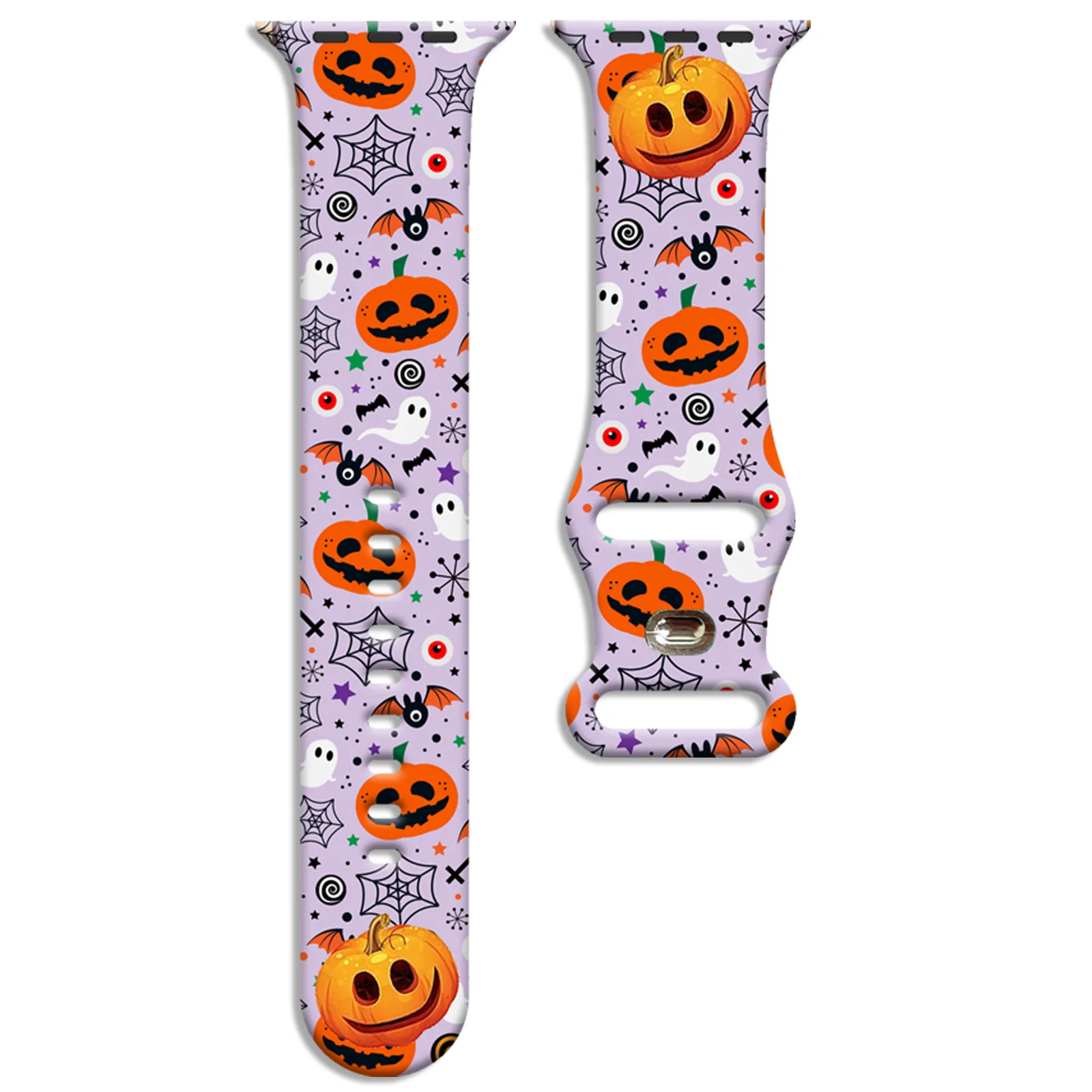 

Horror Pumpkin Print Strap for Apple Watch 10 9 8 Silicone Band Replaceable Bracelet for iWatch 46mm 44mm 42mm 41mm Watchband
