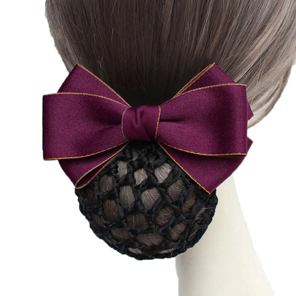

Sweet Ribbon Bowknot Spring Clip Headwear Korean Style Hair Net Cover Hairpin Hair Accessories Bun Snood Bank