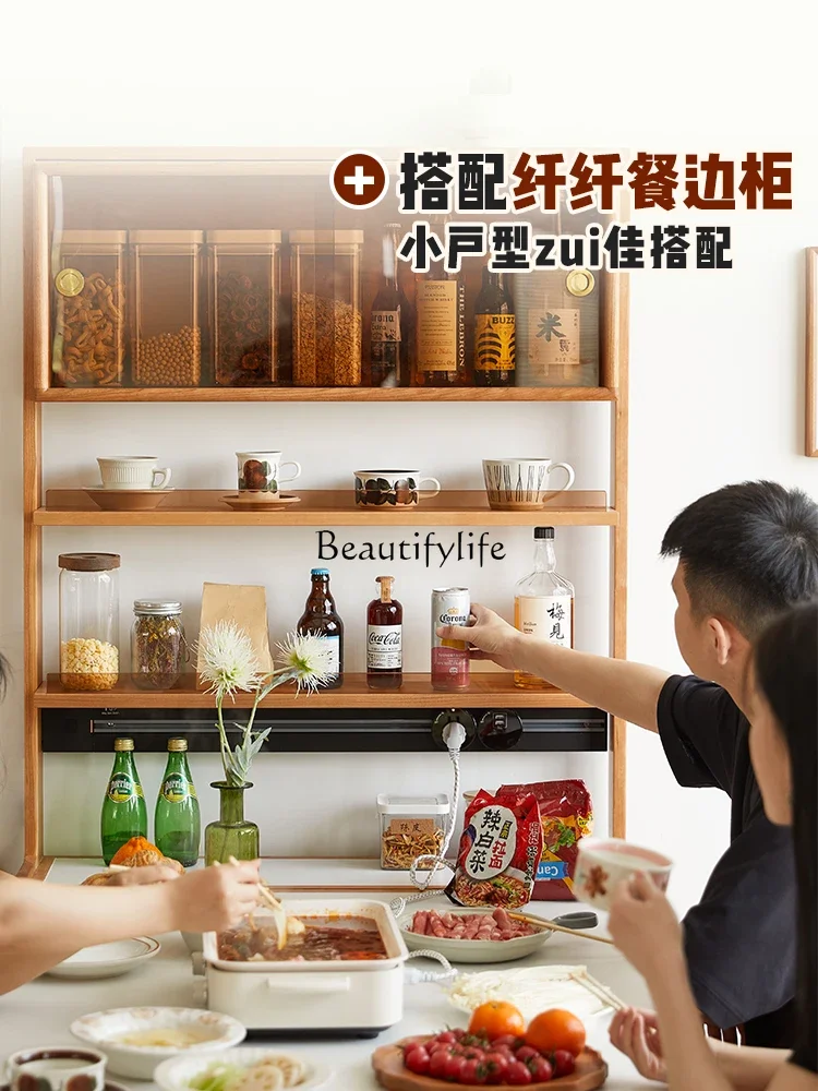 

yj7 yj7 *Solid wood rock slab dining table integrated dining side cabinet multi-functional island with locker