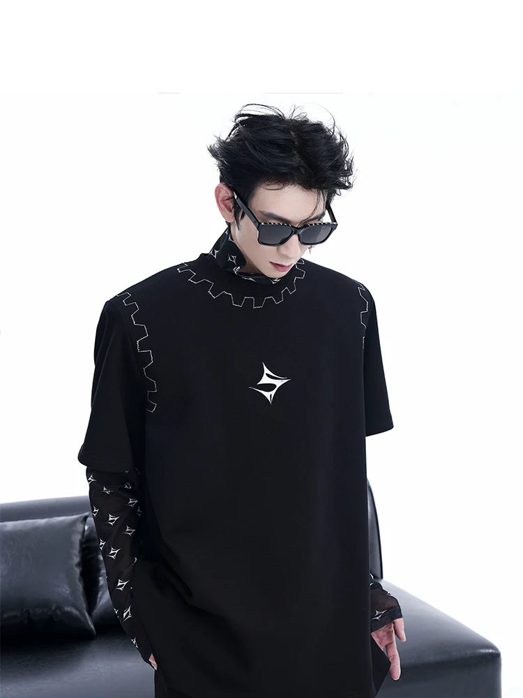 American High Street Fashion Trend Short-sleeved T-shirt Handsome Men and Teenagers Round Neck Loose Casual Half-sleeved Top