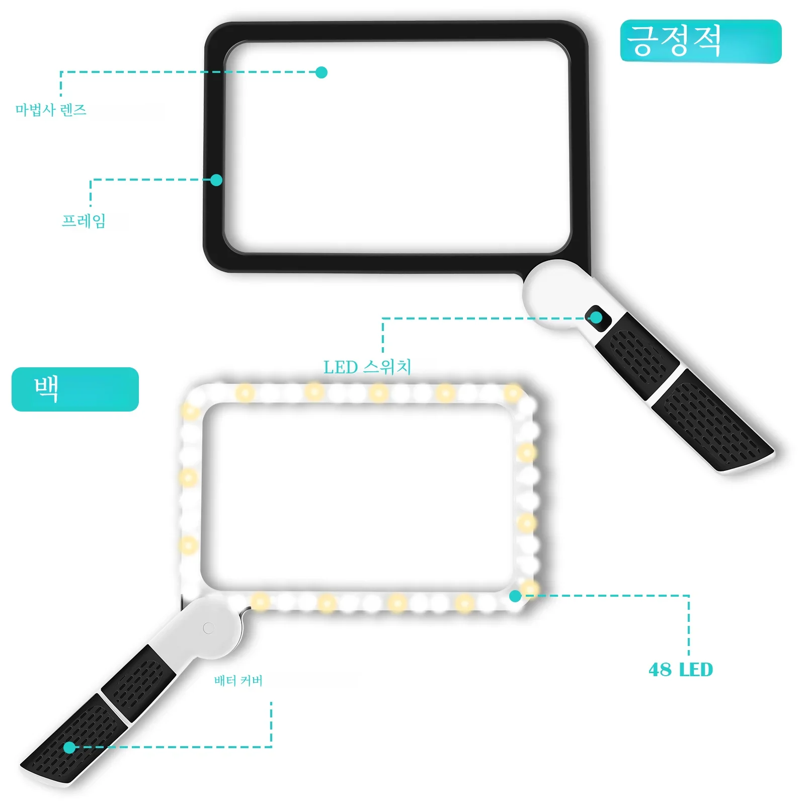 5X Magnifying Glass with 48 Adjustable LED Light High Clarity Ergonomic Handheld Magnifier Seniors Reading Magnifier Glass