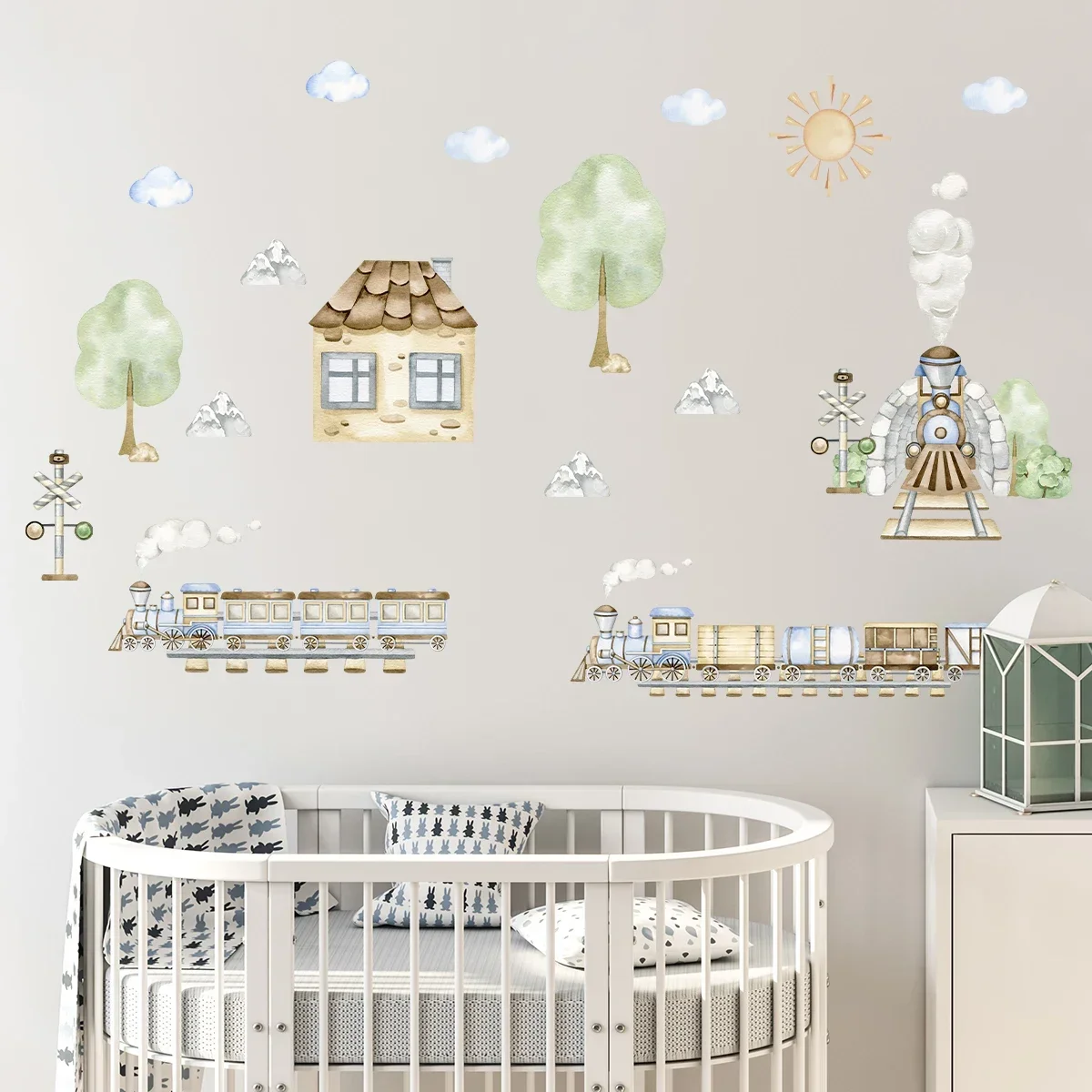 Cartoon Cute Train Wall Sticker Kids Room Wall Art Decoration for Bedroom Boy Sweet Home Decore Living Room Design Wallpaper