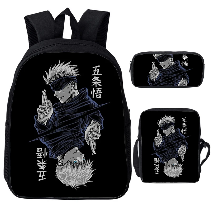 Anime Jujutsu Kaisen Backpack Gojo Satoru Cartoon Bags Student Schoolbag Boys Girls Rucksack Large Capacity Bookbag 3pcs Set