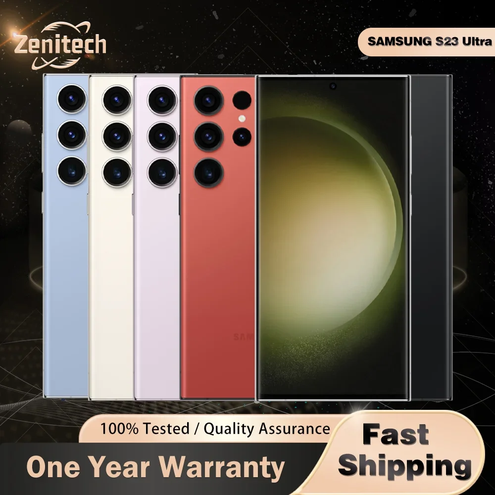 هاتف سامسونج جالاكسي S23 الترا S918U1 5G الأصلي بشاشة 6.6 بوصة AMOLED 8GB RAM 256GB ROM Snapdragon 8 Gen 2 ثماني النواة هاتف ذكي