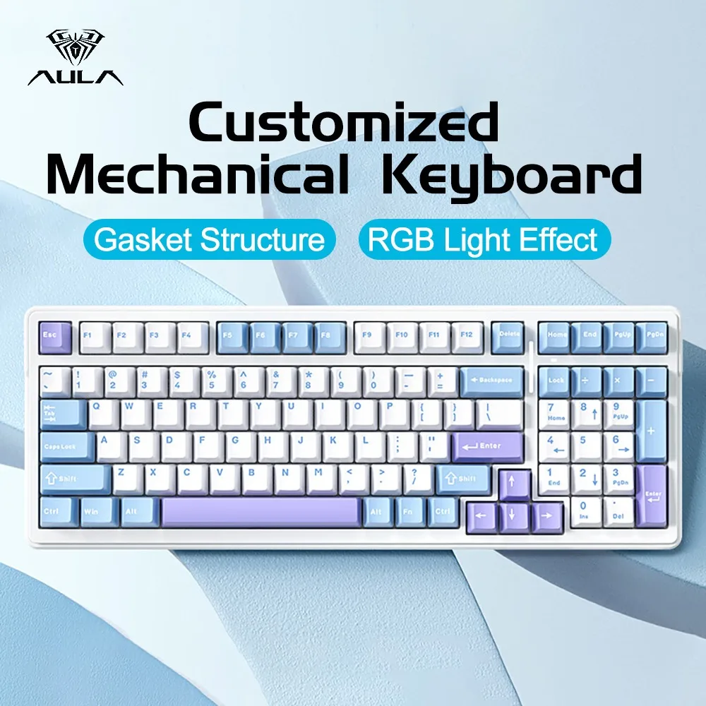 

AULA F99 Gaming Mechanical Keyboard Three Mode 2.4g Wireless Bluetooth Wired Hot Swap RGB Machanical Keyboard For Typing 99 Keys