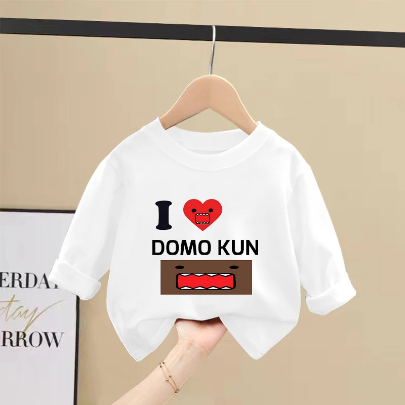 Cute Domos Kuns t-shirt cartoon printed summer long sleeve boys girls clothes kawaii hip hop Casual street outdoor wear gifts