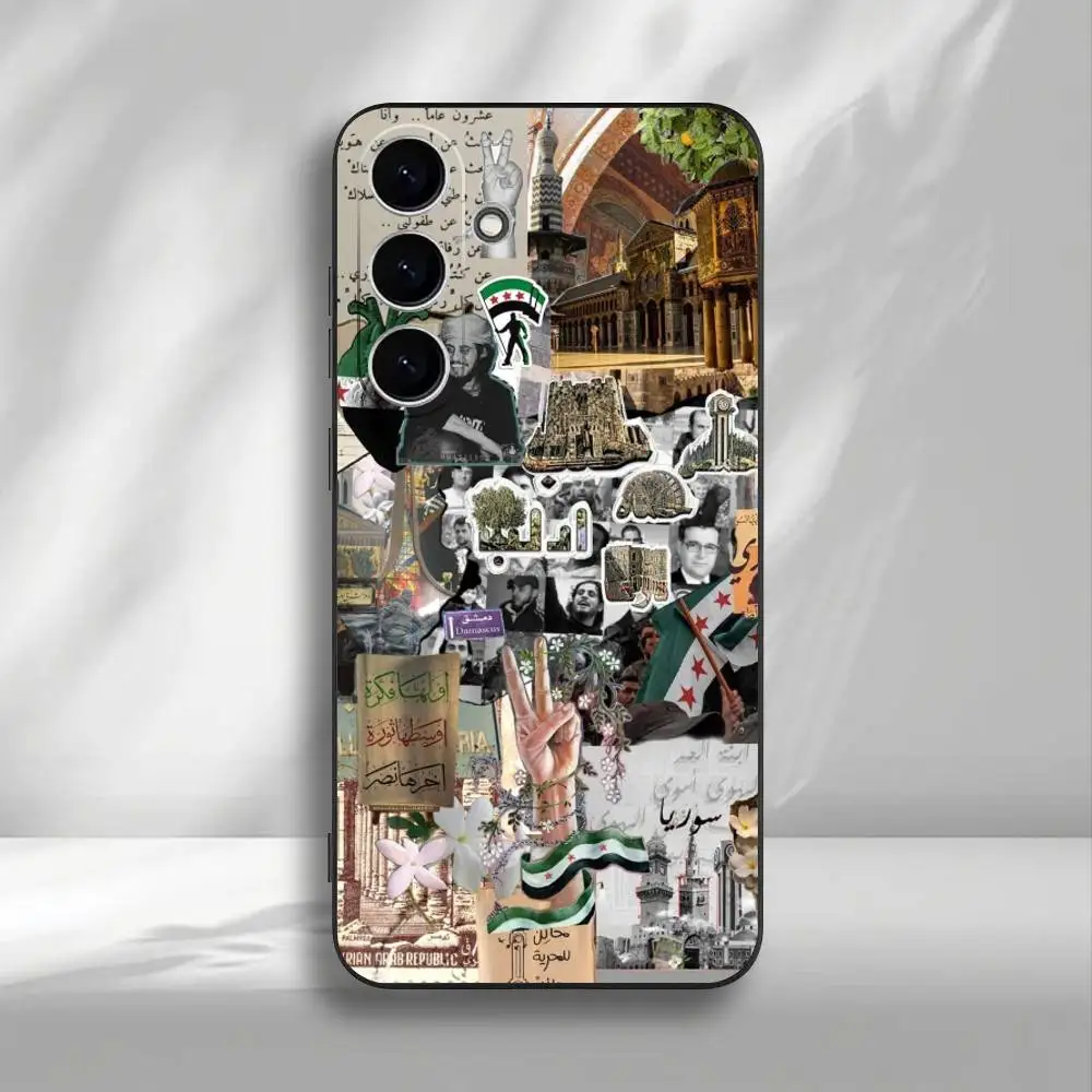 حافظة هاتف بعلم الثورة السورية لهاتف سامسونج جالاكسي A73، A72، A71، A70، A53، A52، A51، غطاء أسود ناعم آخر