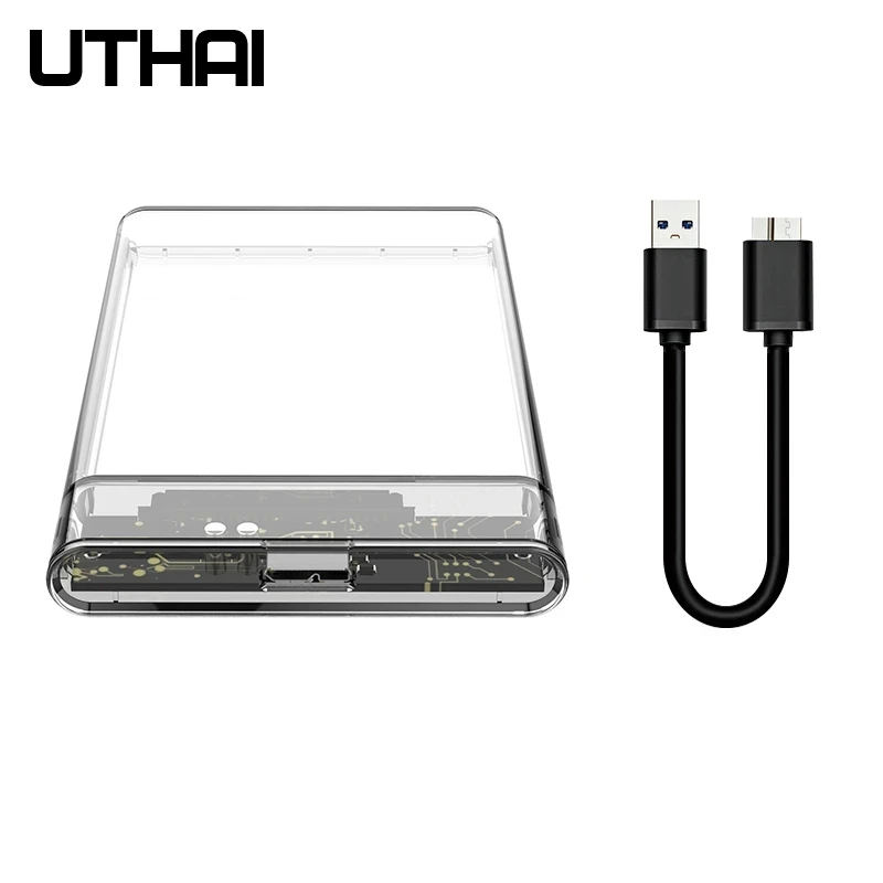 UTHAI G06 USB3.0 HDD carcasa puerto serie de 2,5 pulgadas SATA SSD caja de disco duro compatible con 6TB transparente caja de disco duro externo móvil