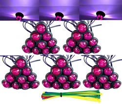 50pcs 3/4 Inch led marker light Purple 3 LED Trailer lights Side Marker Indicator Lights Clearance lights Button Signal Lamps