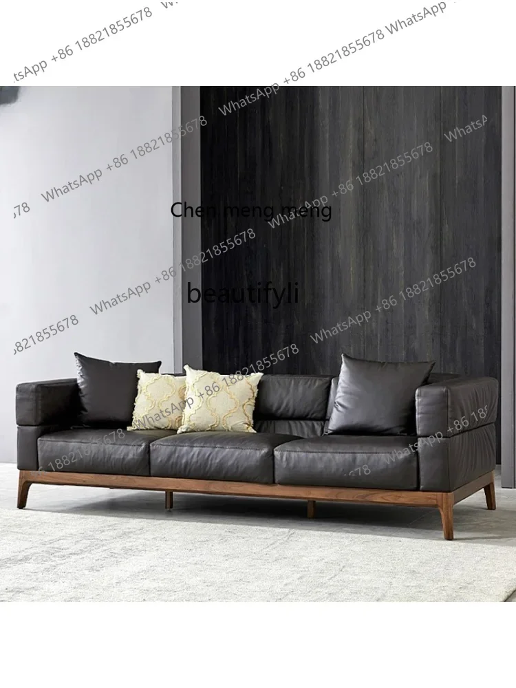cc182R11 North American Black Walnut Wooden Sofa Combination Nordic Solid Wood Sofa Italian  Living Room Three-Seat Top Layer Le