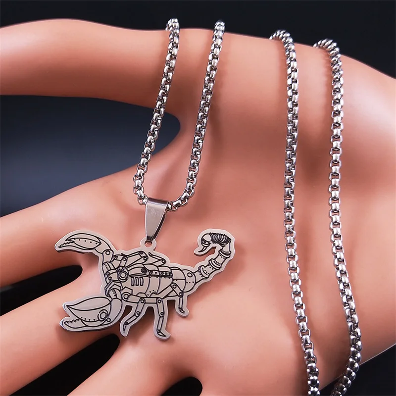 Steampunk آلات العقرب قلادة قلادة الفولاذ المقاوم للصدأ الروبوتات القلائد الميكانيكية مجوهرات Collares N3733S02