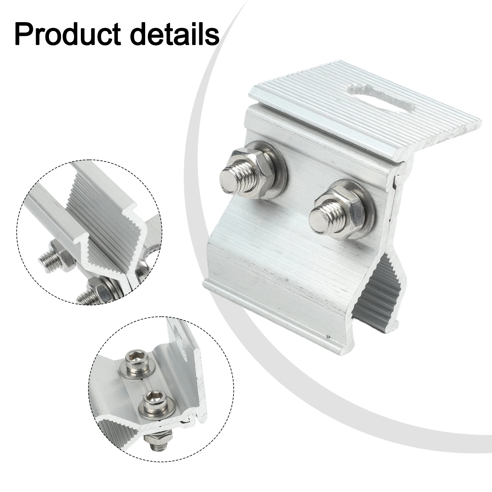 Mounting Bracket Solar Panel Stainless Steel 1pc Anodizing Fixing Clamp Mounting Bracket for sliver For Roof Clear Mill Finish