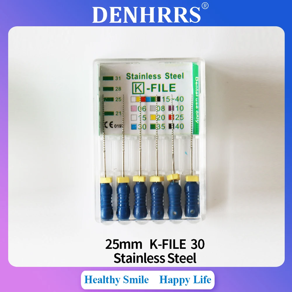 

6Pcs/Pack Dental Hand Use K-Files 25mm Stainless Steel Endodontic Root Canal Files Dentist Tools Dental Files Lab Equipment