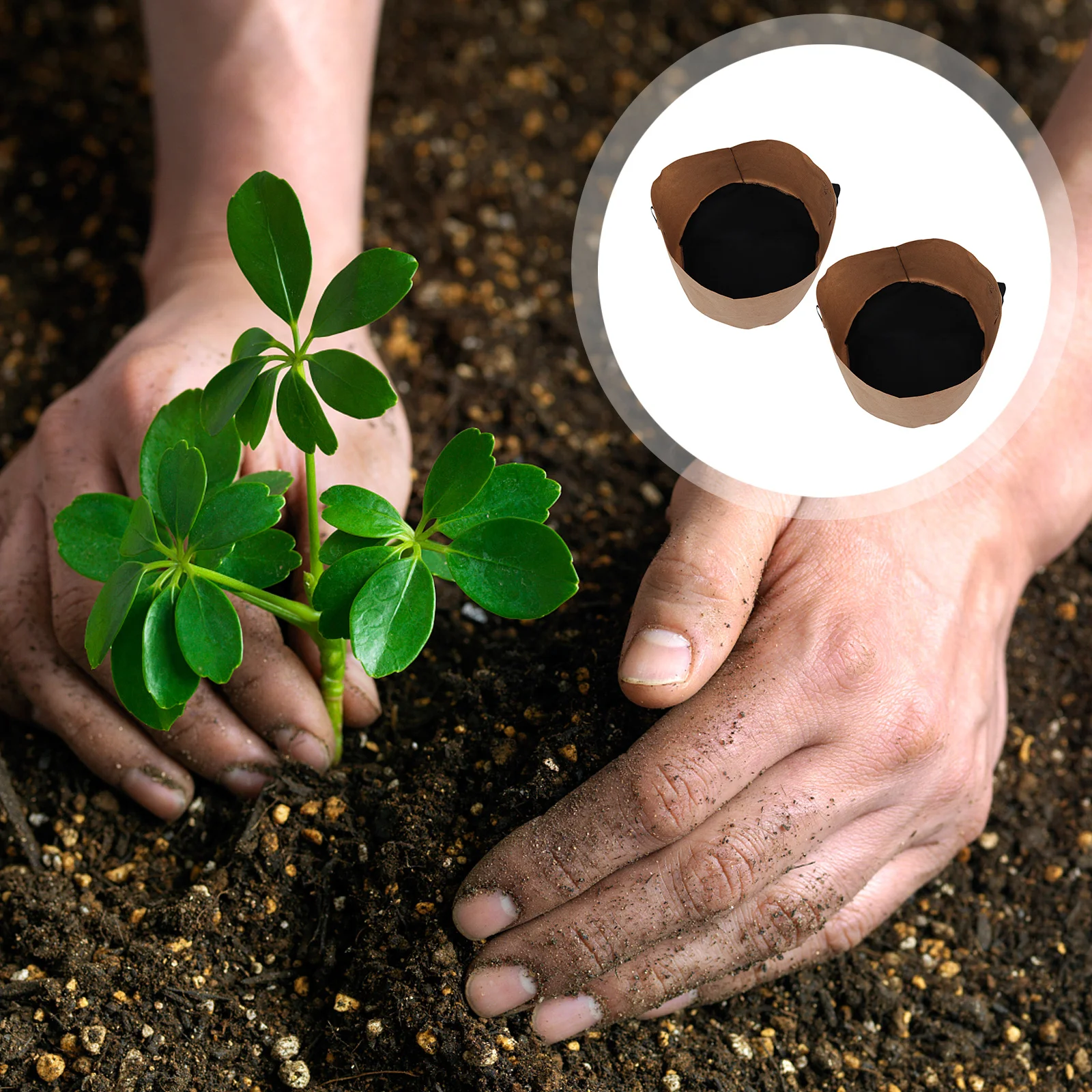 

2Pcs Non-Woven Planting Bags Large Capacity Round Bucket Design for Better Ventilation and Reusability Non-Woven Planting Bags