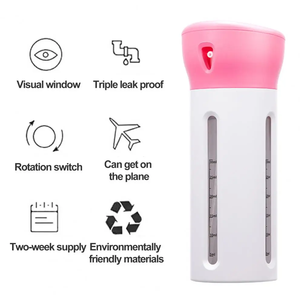 Leak-proof Twist Lid Dispenser Versatile 30ml Dispensing Bottle 4-in-1 Empty Sub-bottle with Transparent Window for Shampoo