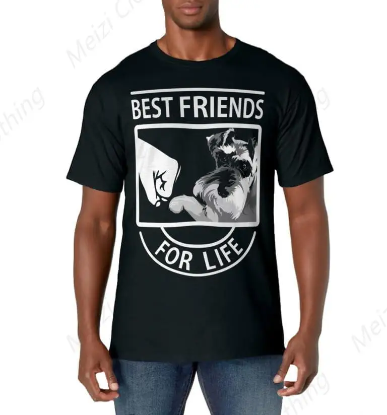 Schnauzer Lifetime Friend T-Shirt Men's Cotton Fashion Clothes Round Neck Gift Short Sleeve