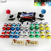 DIY PC Raspberry Pi Arcade joystick Game Kit  With LED Push Button American Style Joystick USB Encoder Cables Mame 2 Players