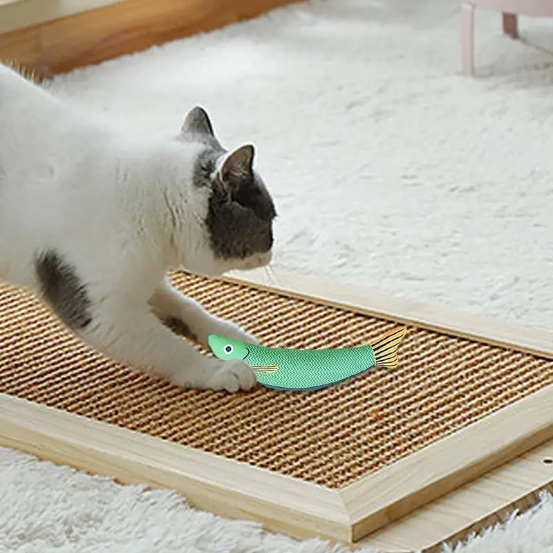Teething Toys For Kittens Plush Kitten Saury Fish Training Toy Indoor 8.27x3.15inch Cat Kicking Toys Interactive Catnip Crinkle