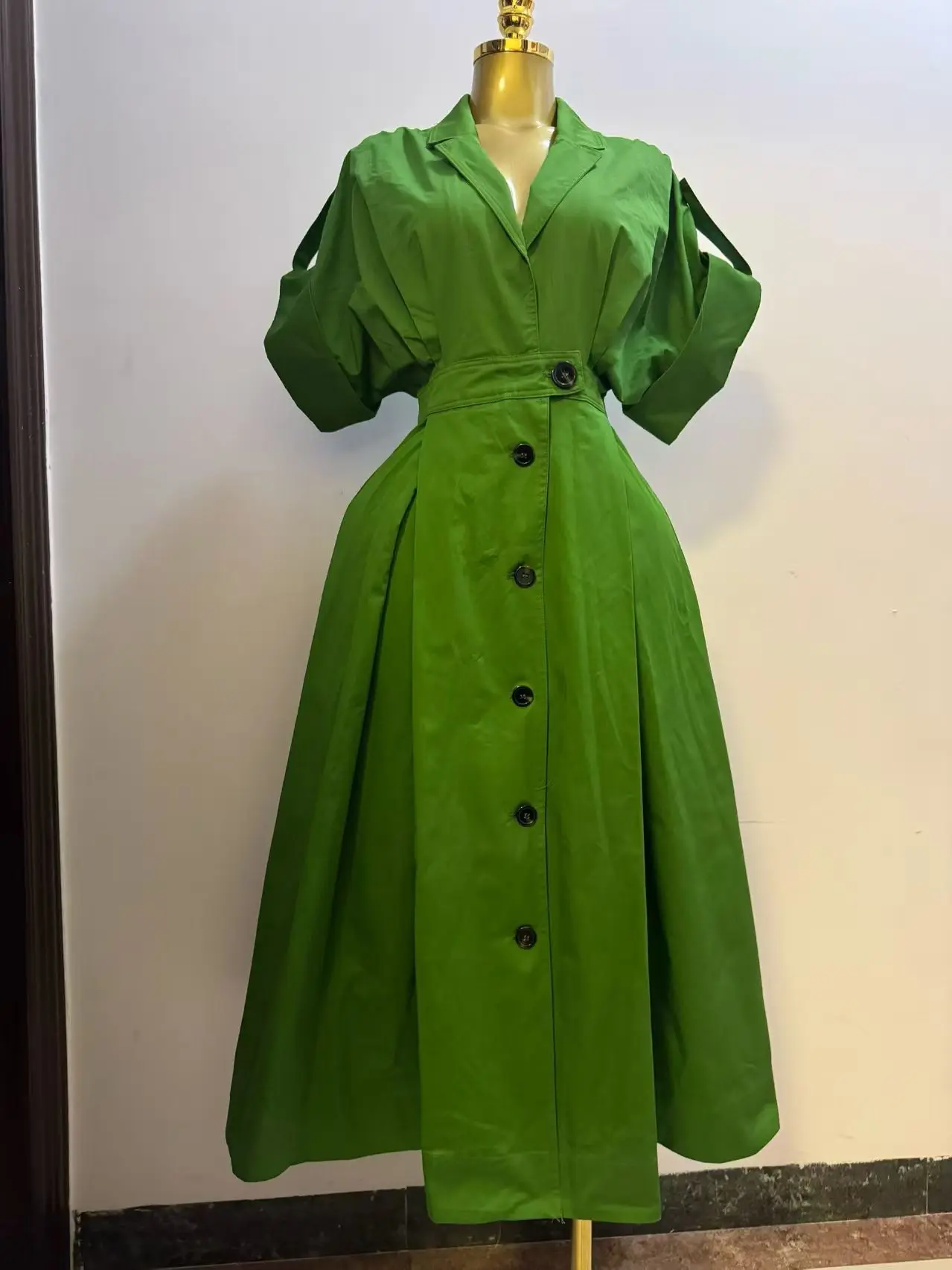 فستان قميص نسائي من القطن عالي الجودة بأكمام 1/2 ورقبة على شكل حرف V #6