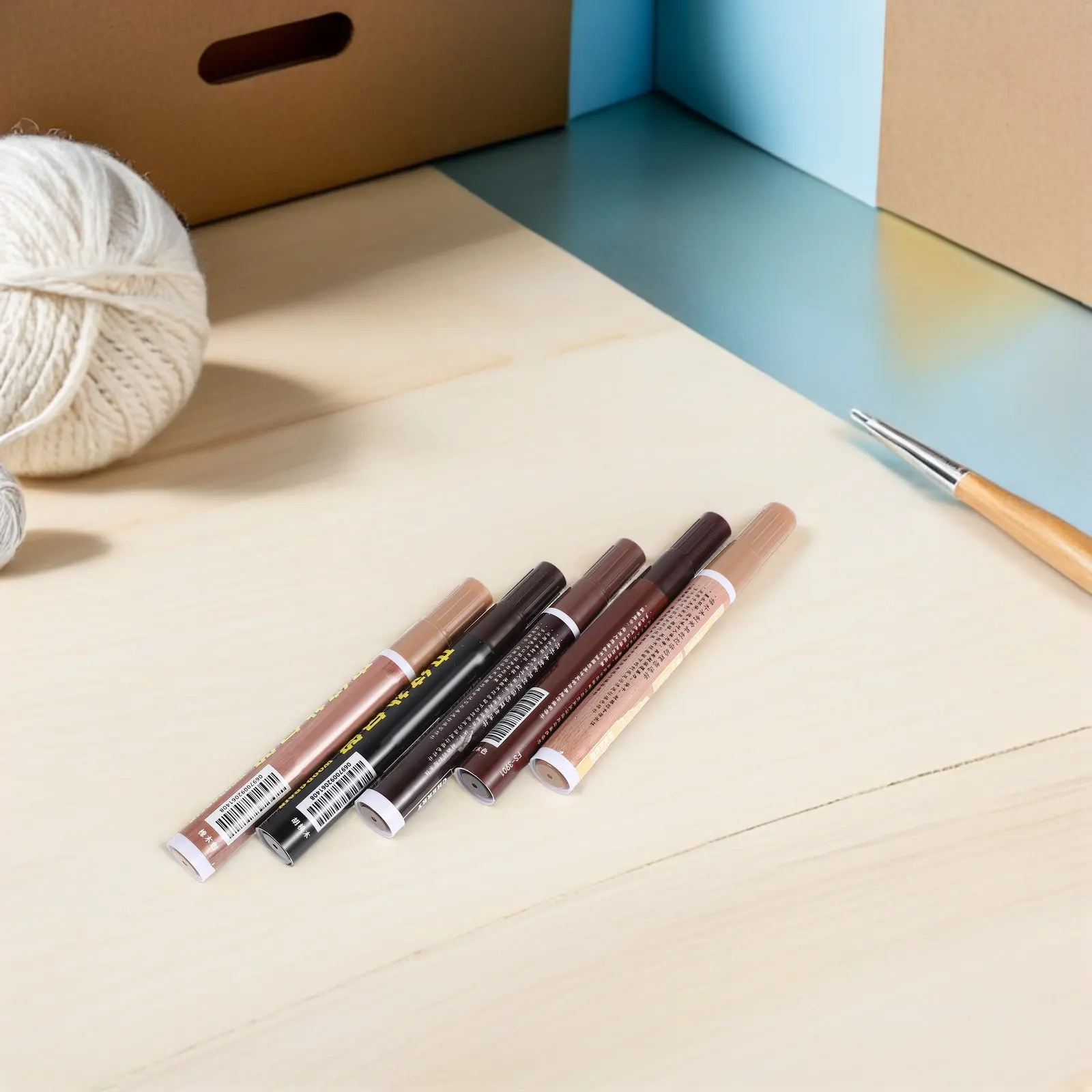 5Pcs Paint Markers for Wood Cabinets Furniture Touch Up Kit for Scratch Chips Scuffs Color Matching Repair Wood Touch Up Markers