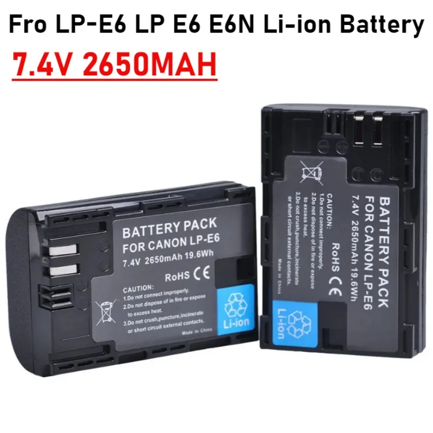 

2650mAh LP-E6 LP E6 E6N Li-ion Battery with LED Dual Charger For Canon EOS 5DS R 5D Mark II 5D Mark III 6D 7D 70D 80D Camera