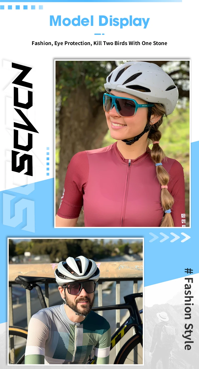 SCVCN Fahrbrille Radfahren Sonnenbrille Photochrome Männer Frauen Wandern Reiten Winddichte Schutzbrille UV400 Schutz Sportbrille – Detail 1