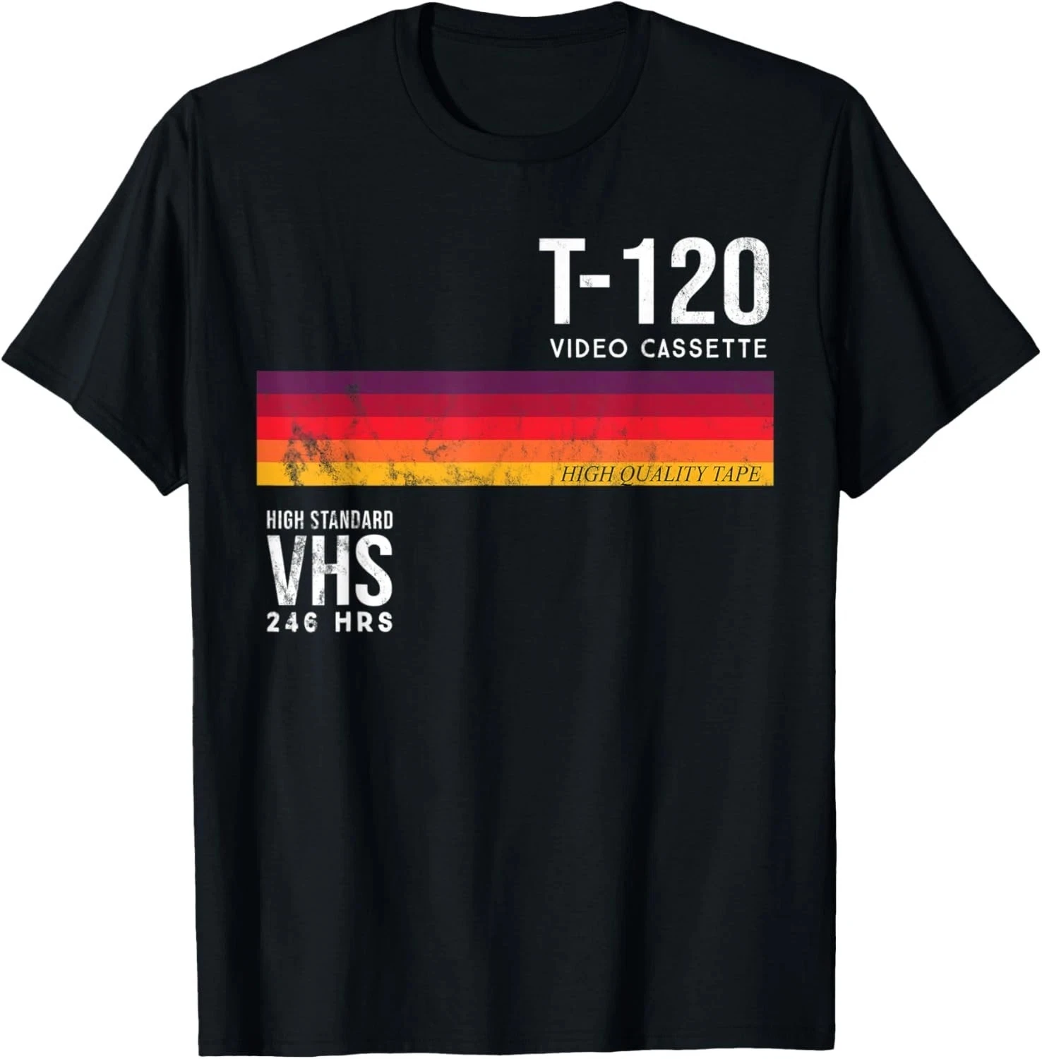 Vintage 80er-Jahre Videokassetten-T-Shirt, Schwarzes Grafik-Kurzarm-T-Shirt für Herren, Unisex für alle Jahreszeiten – Detail 7