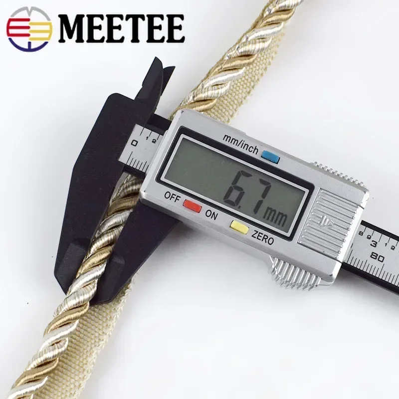2/6/12M Meetee 6mm Two-color Lace Rope Trim Decorative Strap Webbing Cord for Sofa Curtain Sewing Handmade Material Accessories