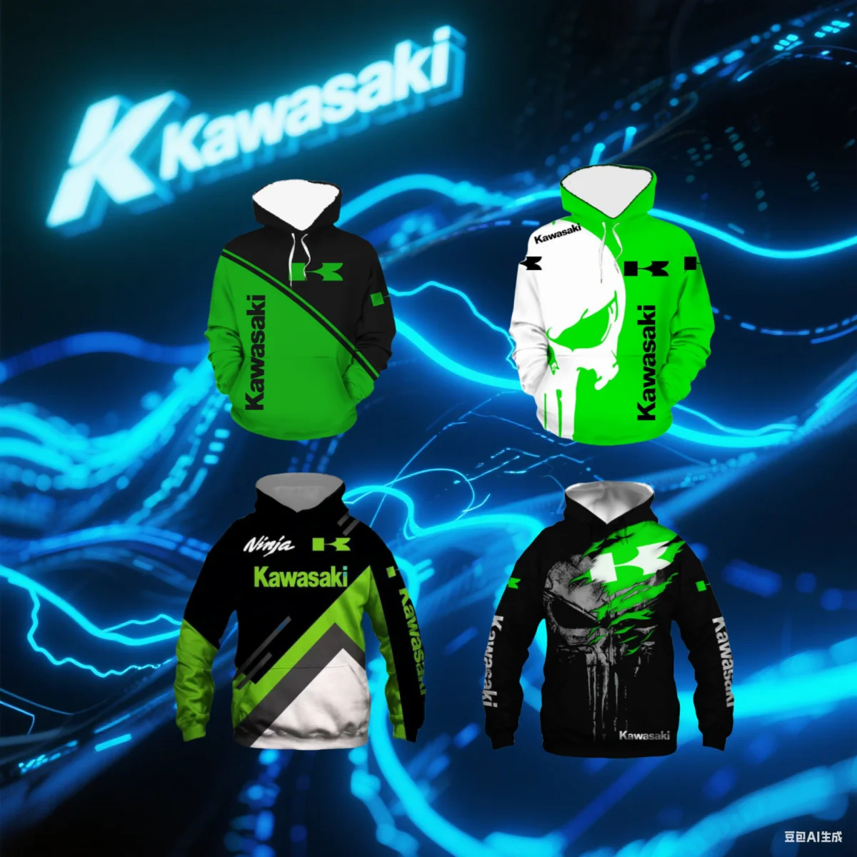 

Kawasaki Hoodie Riding Hoodie Snowmobile Autumn and Winter Sports Hoodie 3d Print Hoodie Summer Hoodie Men's Motorcycle Hoodie