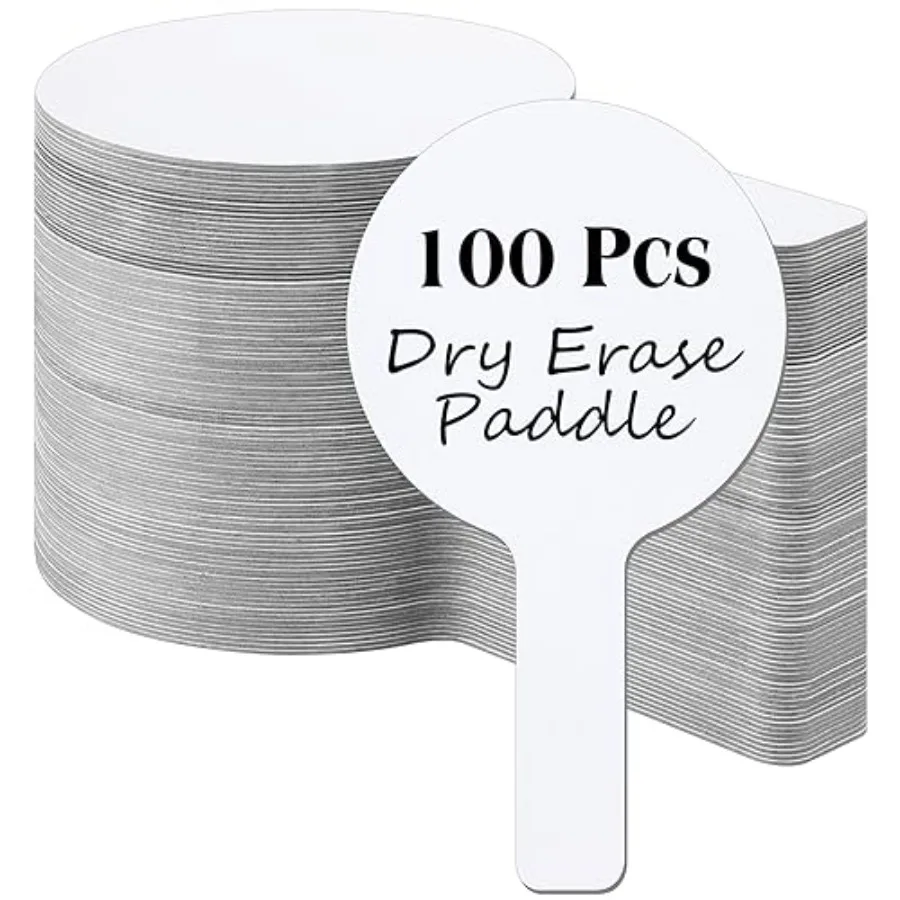 

100 Pcs Auction Bidding Paddles Bulk Answer Numbers Voting Blank Fans Dry Erase Boards Doubled Sided Handheld for Back to Schoo