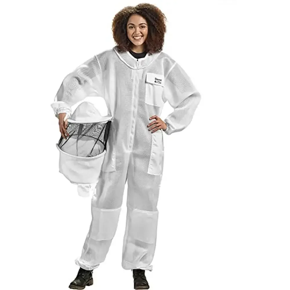 

U83 Ultralight Beekeeper Suit w/ Round Veil S Silver White Ventilated Removable Elastic Waistband Cotton Cuffs Unisex 5'4"-5'6