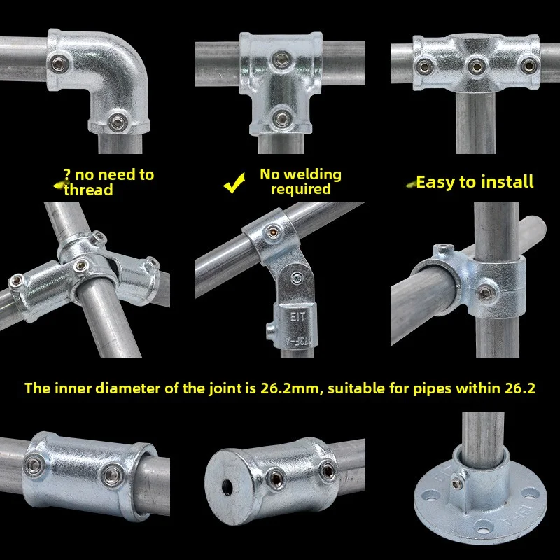 Galvanized Steel Pipe Connector for Round Tube Fixing 25mm Iron Pipe Fittings G3/4