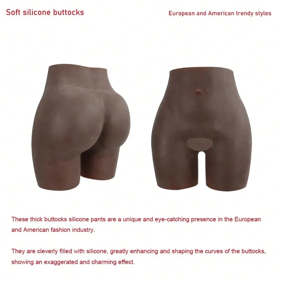 Silicone Hip Padded Panty Dark Brown Realistic Hip Enhancer Shapewear For Transgender Crossdresser Drag Queen
