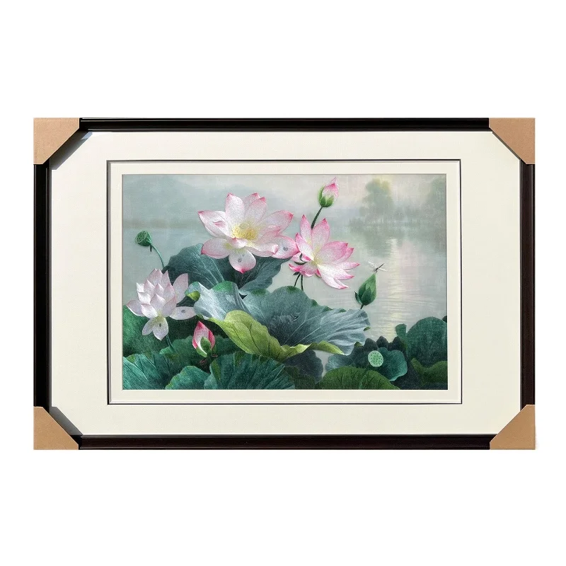 Suzhou pure hand embroidery, flower landscape restaurant office decoration painting, gift-giving finished embroidery