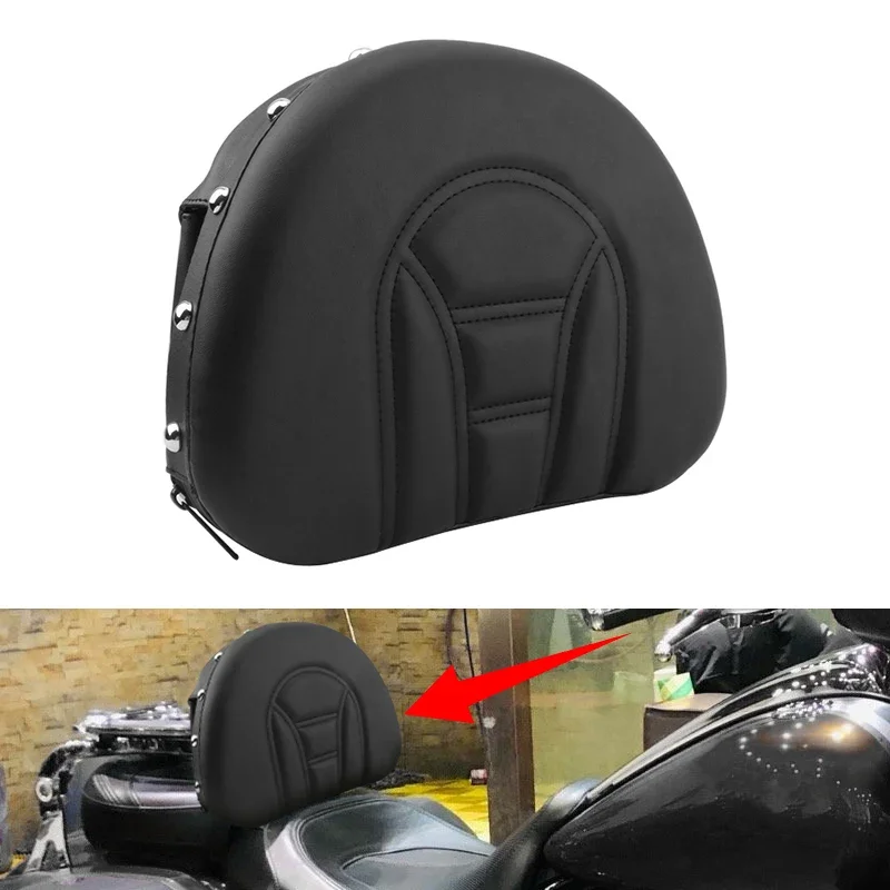 Motorcycle Rider Sissy Bar Back Pad w/Pocket Driver Backrest Cushion Pillow For Harley Touring Softail Road Glide FL 1994-2022